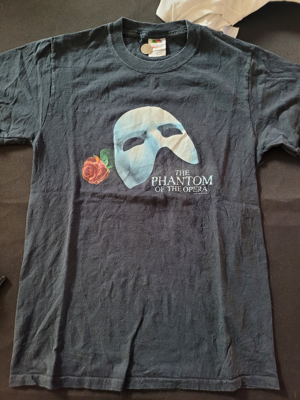Vintage The Phantom of the Opera Graphic Tee - Black with White Mask & Red Rose
